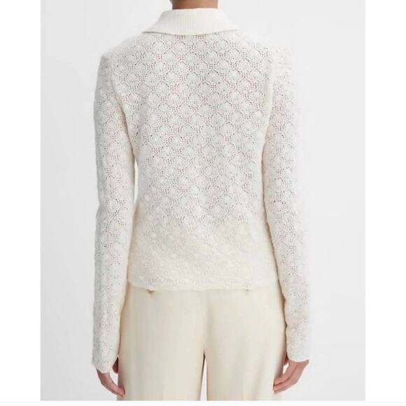 Vince Lace-Stitch Wool-Blend Polo Sweater XL - Picture 3 of 11
